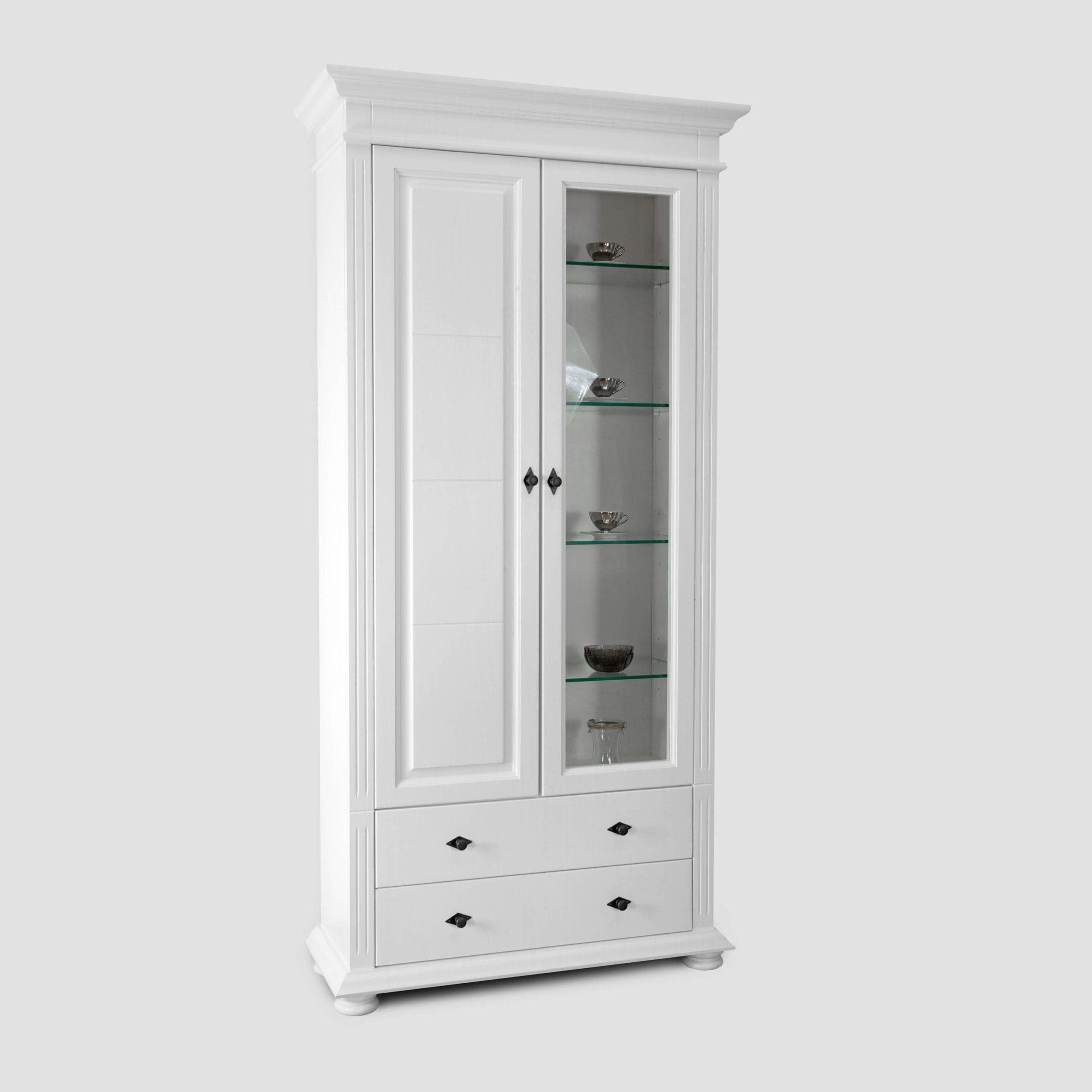 Zestaw do salonu Skagen 6 z litego drewna z dużą witryną