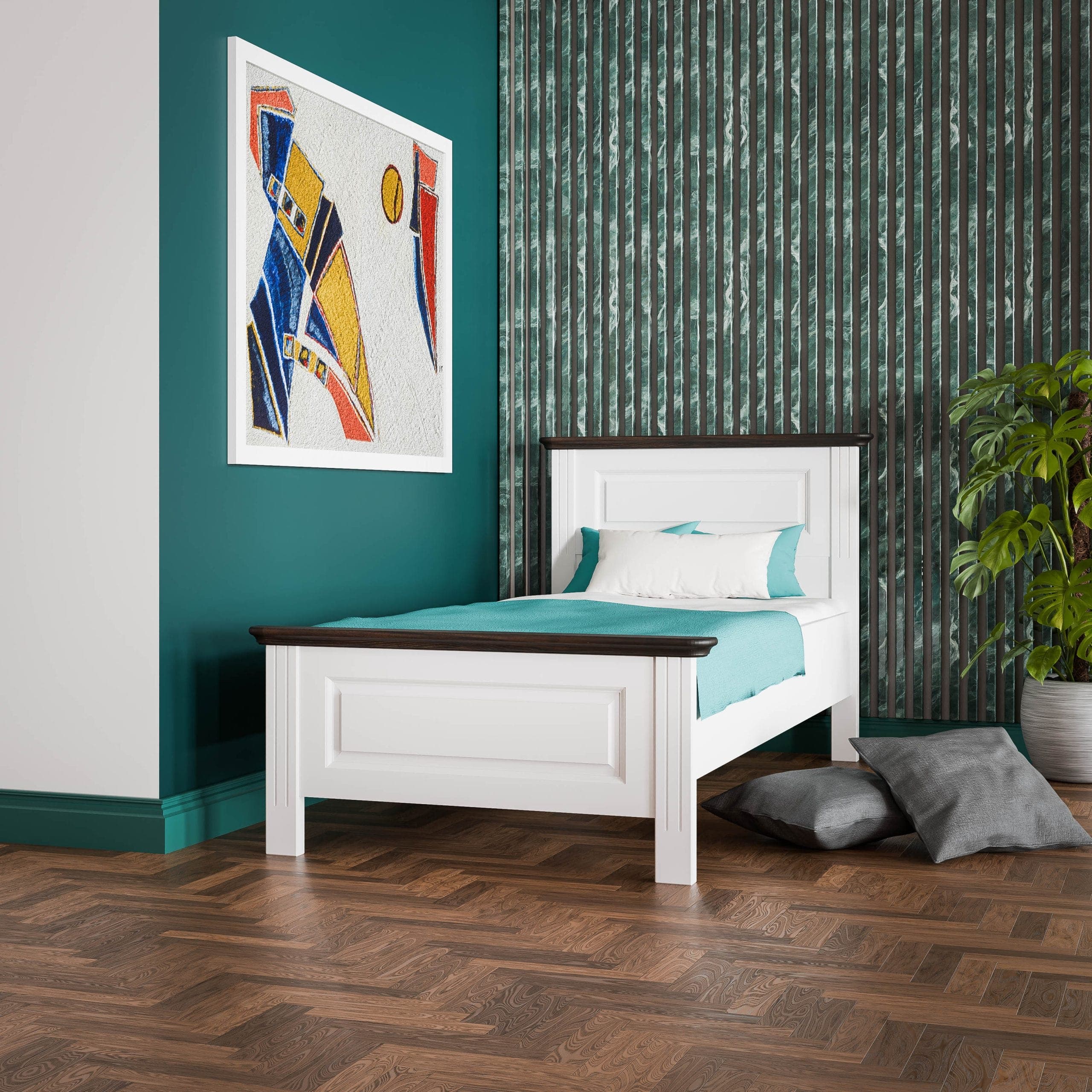 Łóżko z litego drewna „Nordby” 90 cm z podparciami materaca