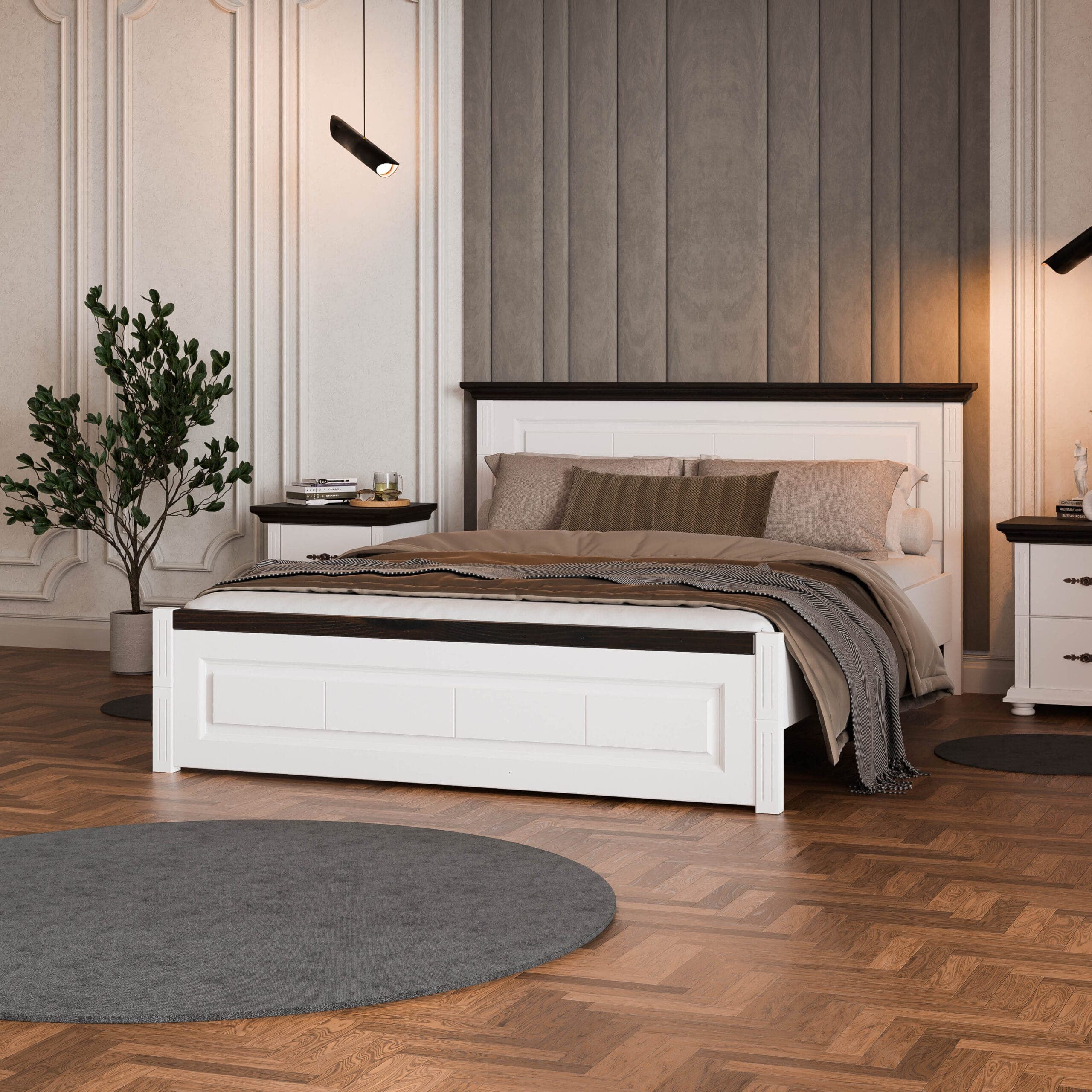 Łóżko z litego drewna „Skagen” 140 cm z wąskim zagłówkiem