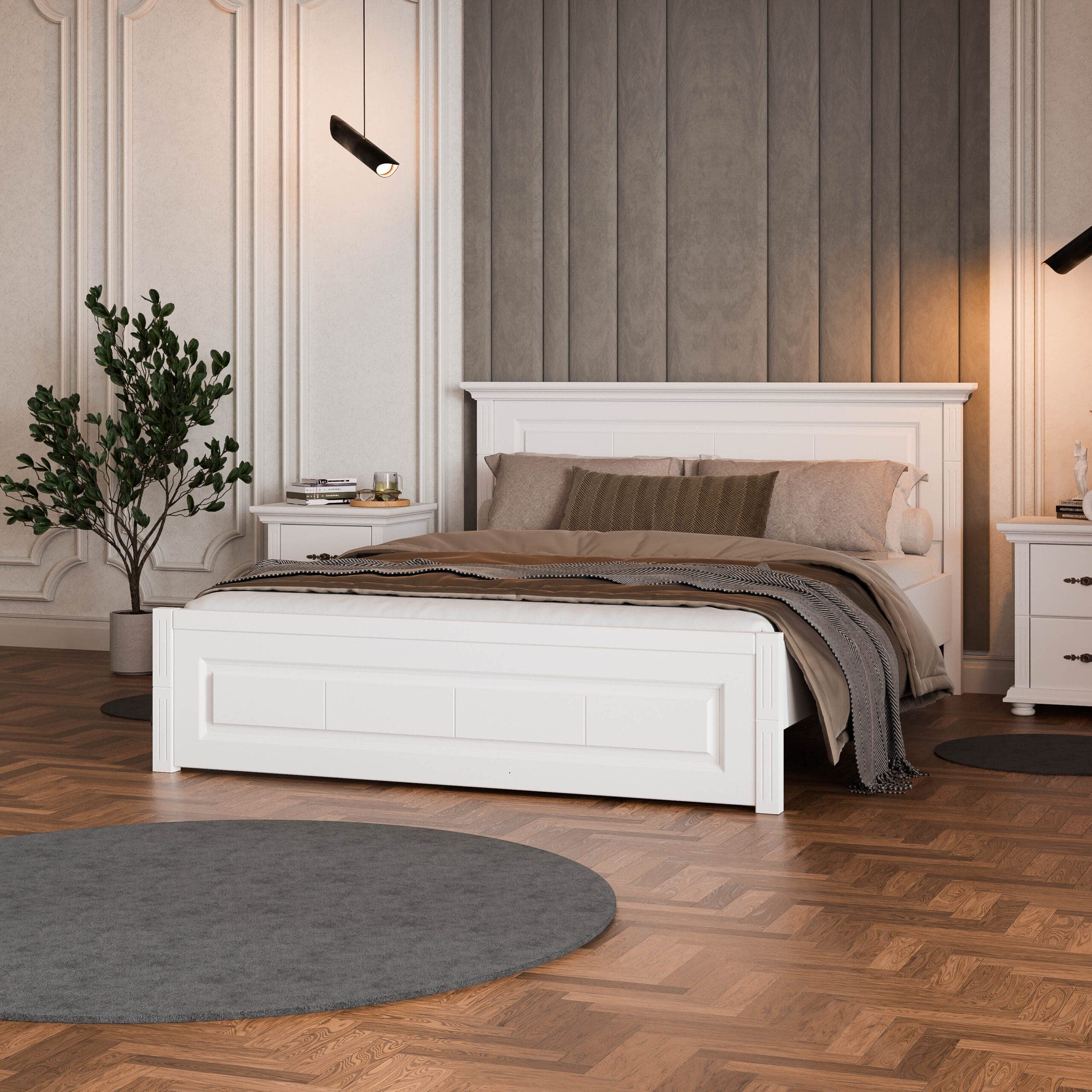 Łóżko z litego drewna „Skagen” 160 cm z wąskim wezgłowiem