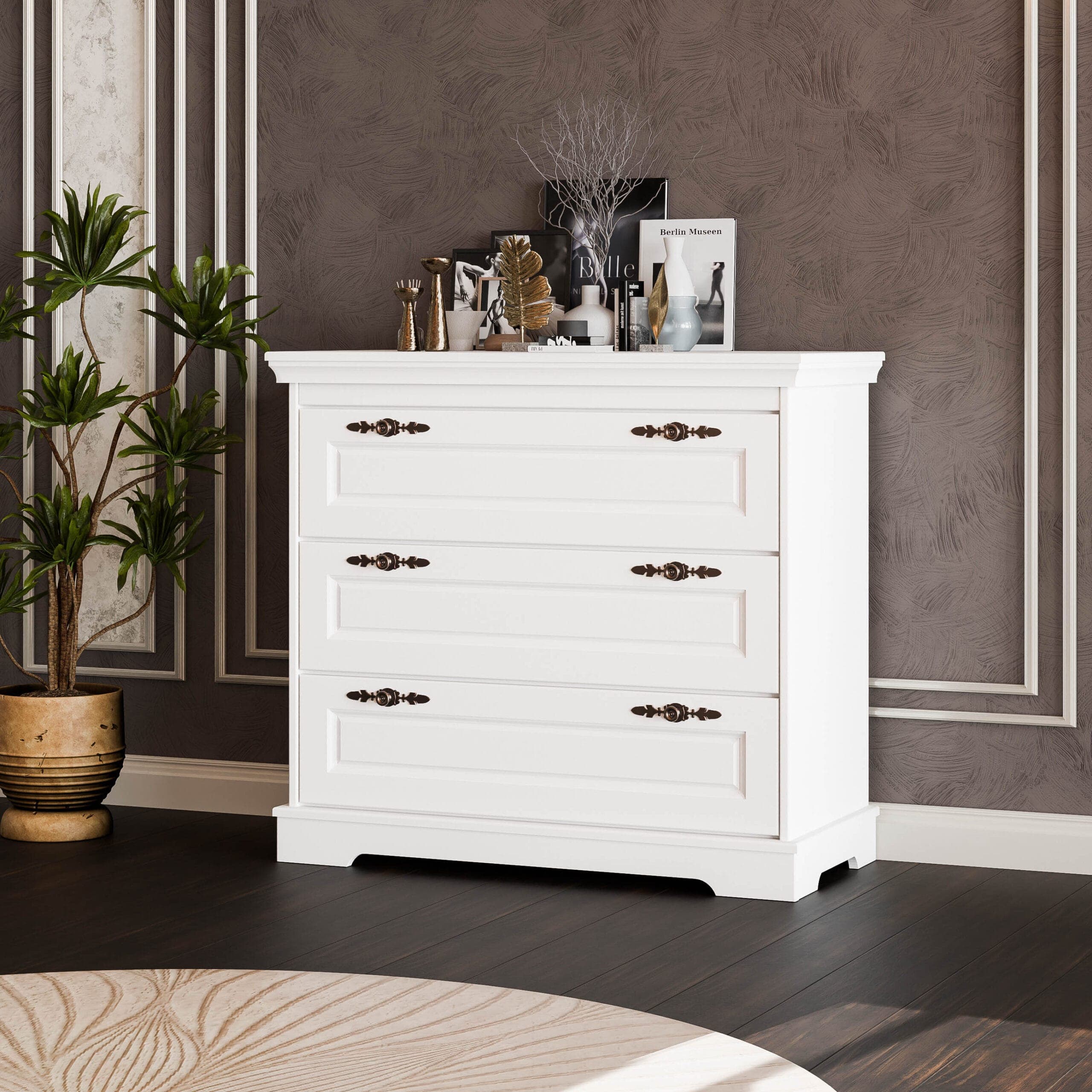 Komoda „Linnea” z 3 szufladami, 100 cm, z litego drewna