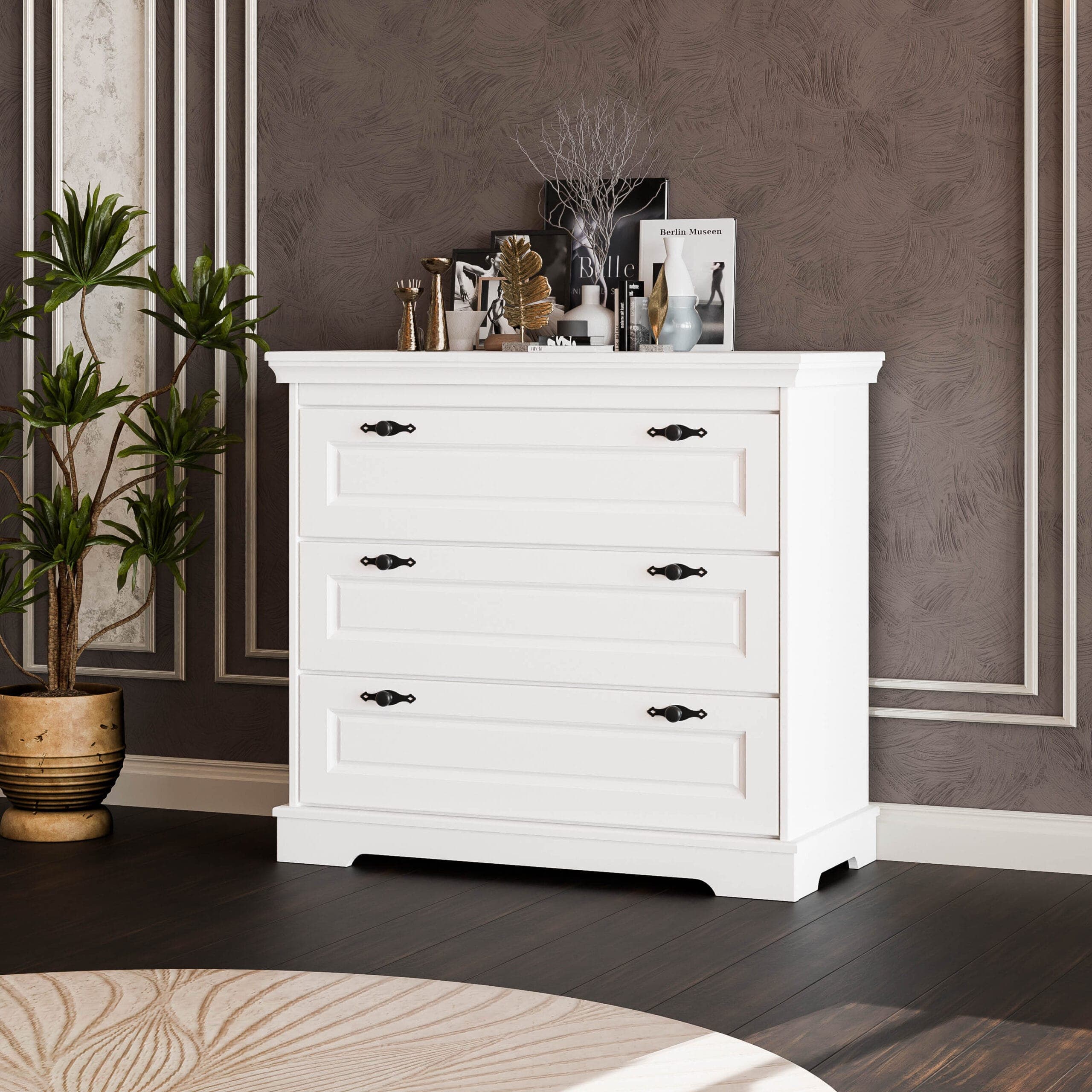 Komoda „Linnea” z 3 szufladami, 100 cm, z litego drewna