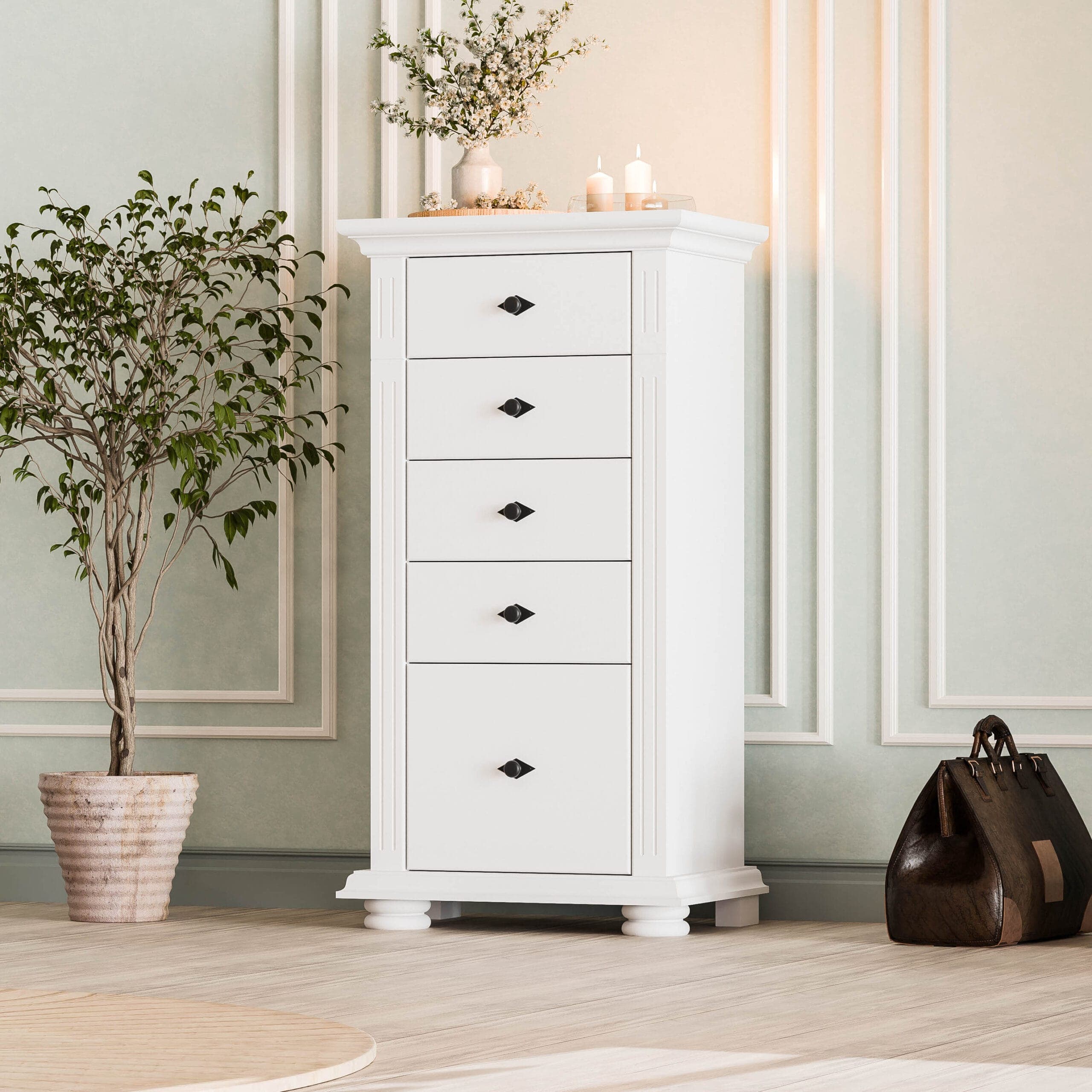 Komoda z litego drewna „Skagen” z 5 szufladami do sypialni