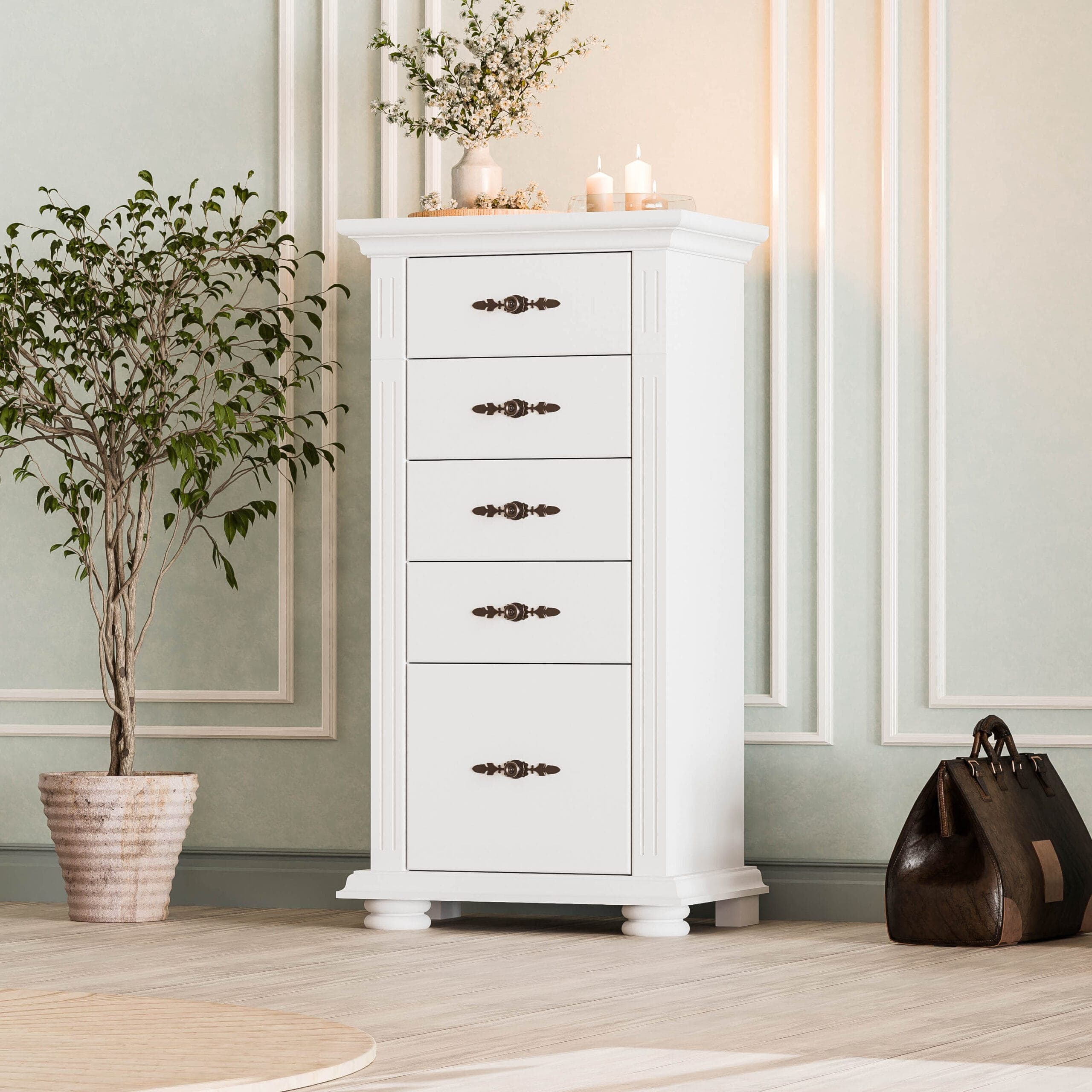 Komoda z litego drewna „Skagen” z 5 szufladami do sypialni