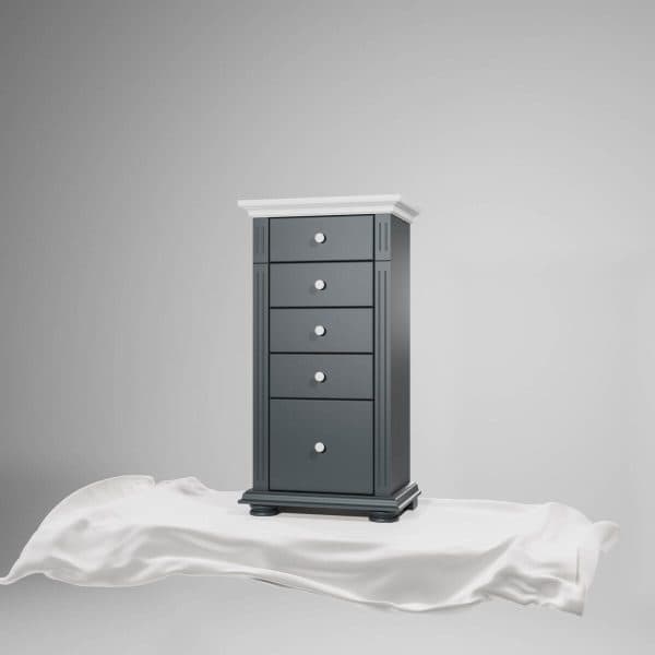 Komoda Skagen z 5 szufladami z litego drewna, kolor antracytowy