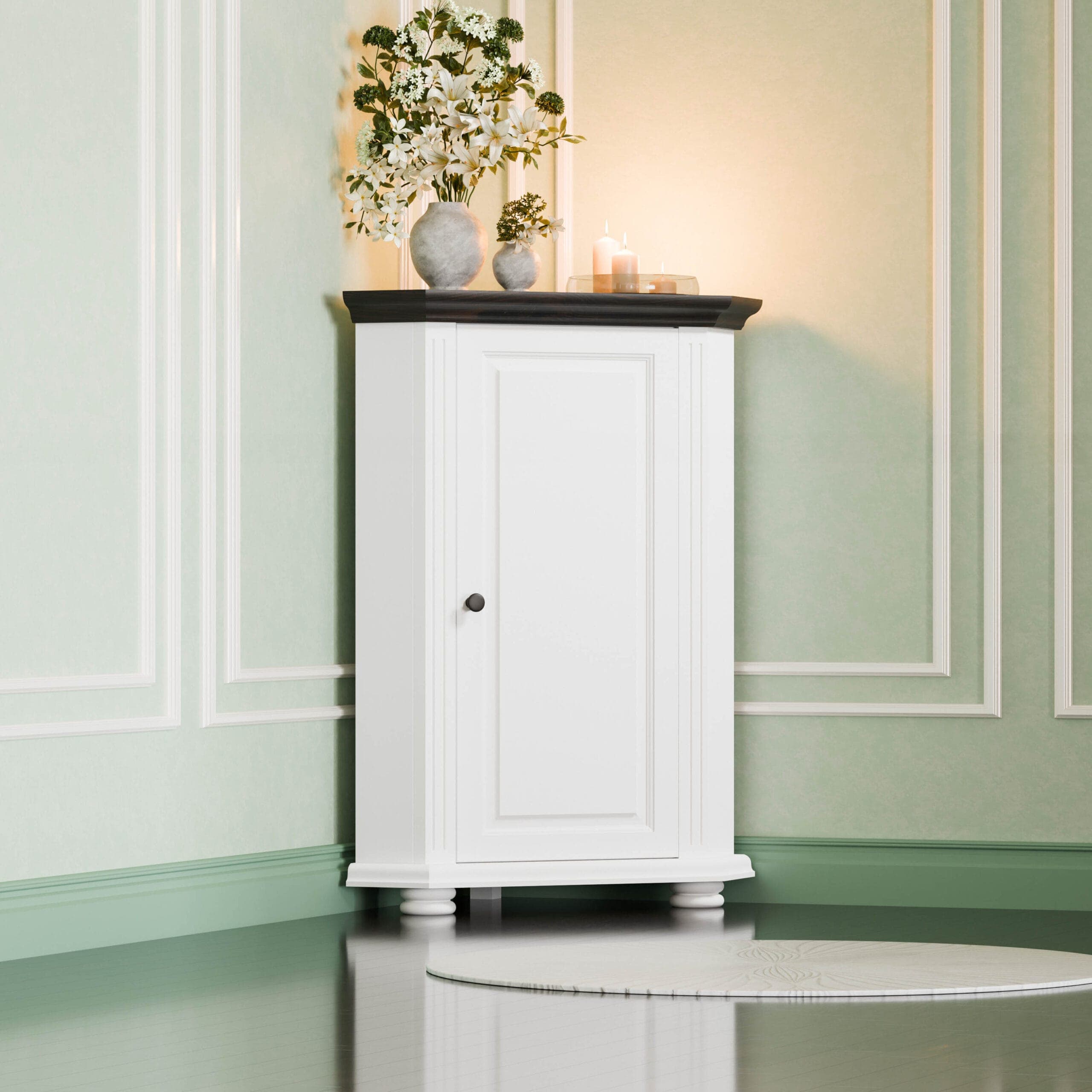 Komoda narożna z panelem „Skagen” z litego drewna