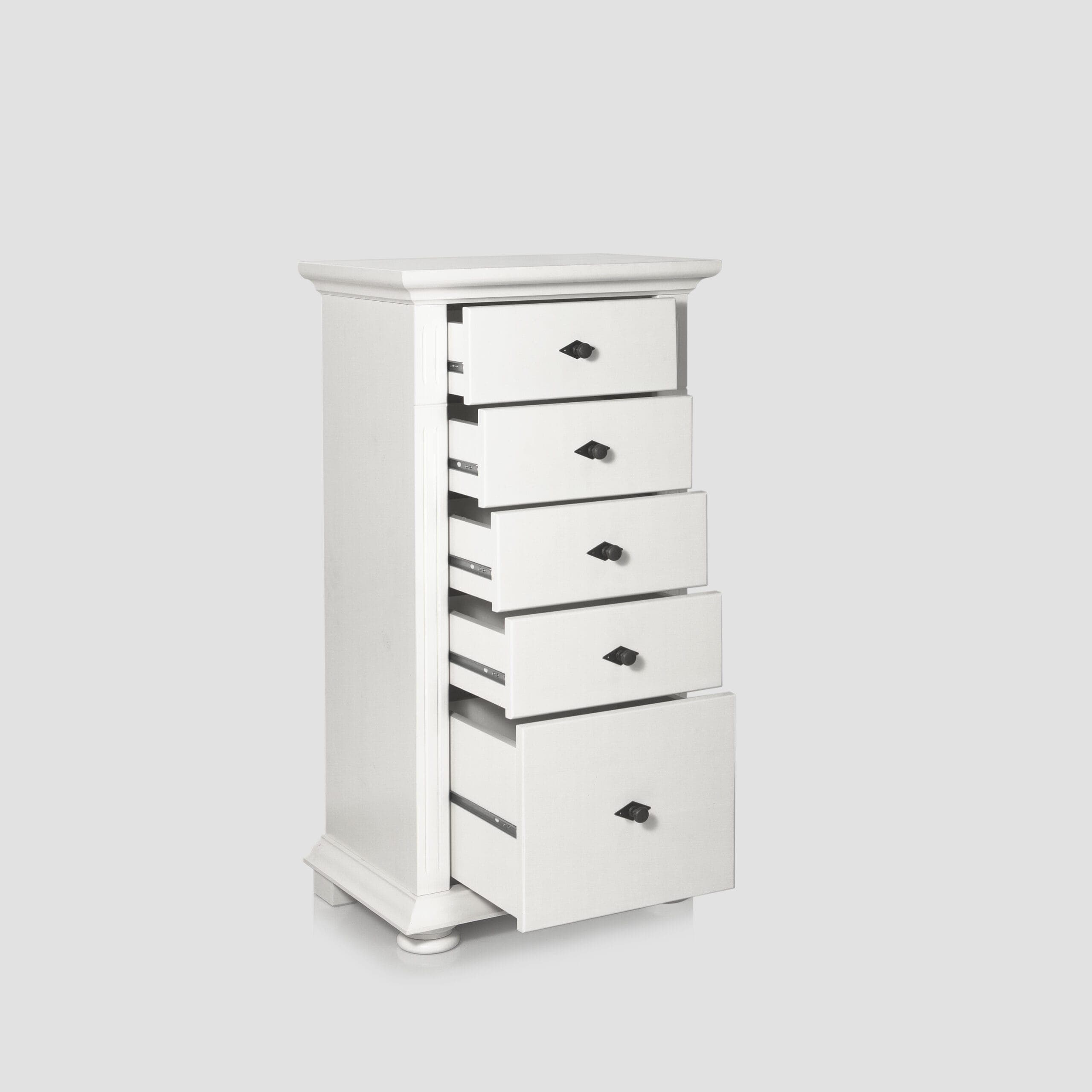 Komoda Skagen z 5 szufladami z litego drewna, kolor antracytowy