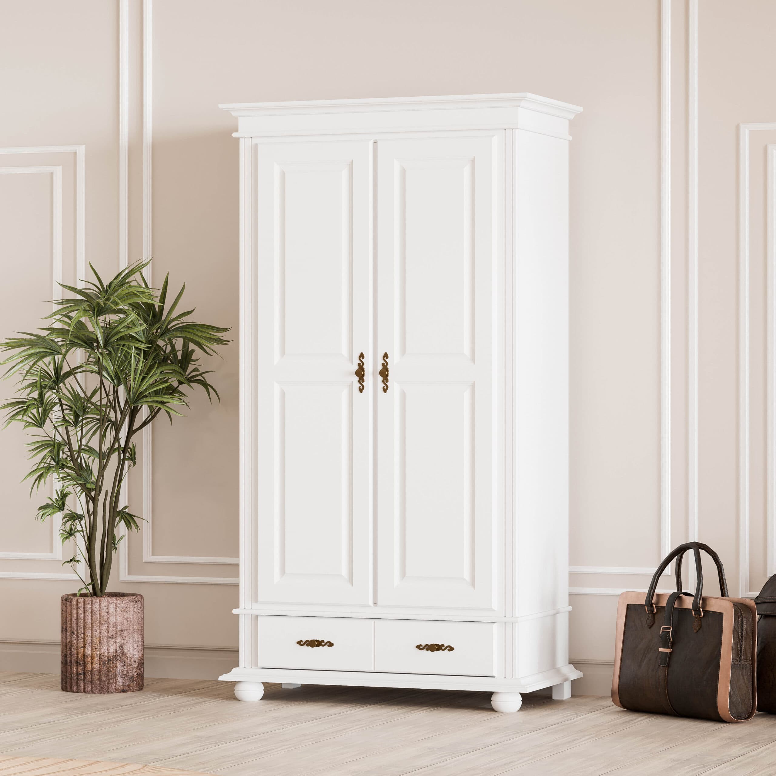 Szafka z litego drewna Nordby, 2 drzwi, 1 szuflada, 110 cm