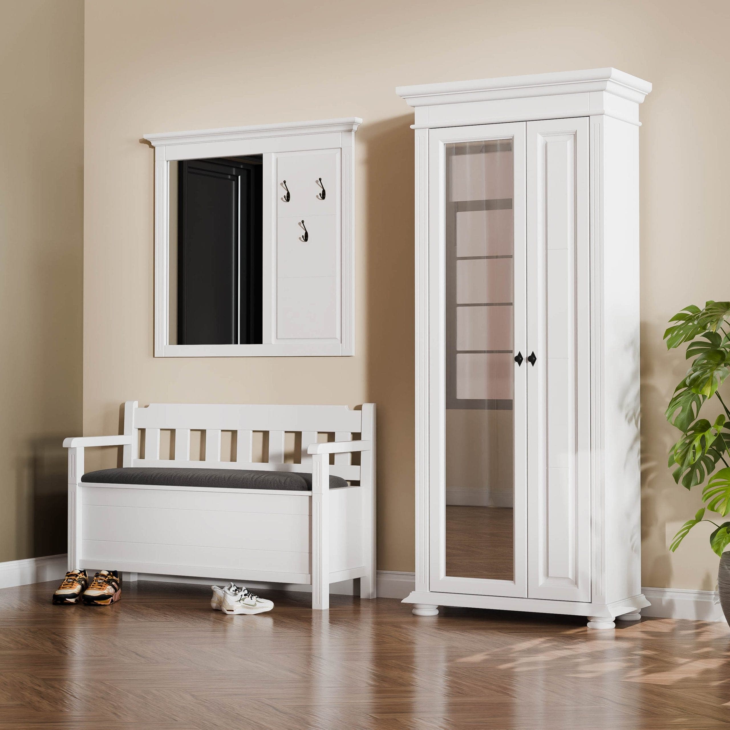 Urządzanie przedpokoju: wieszak na ubrania, lustro i ławka