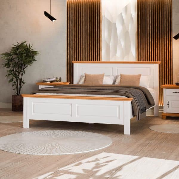 Łóżko z litego drewna Nordby, 120 cm, z podparciami materaca