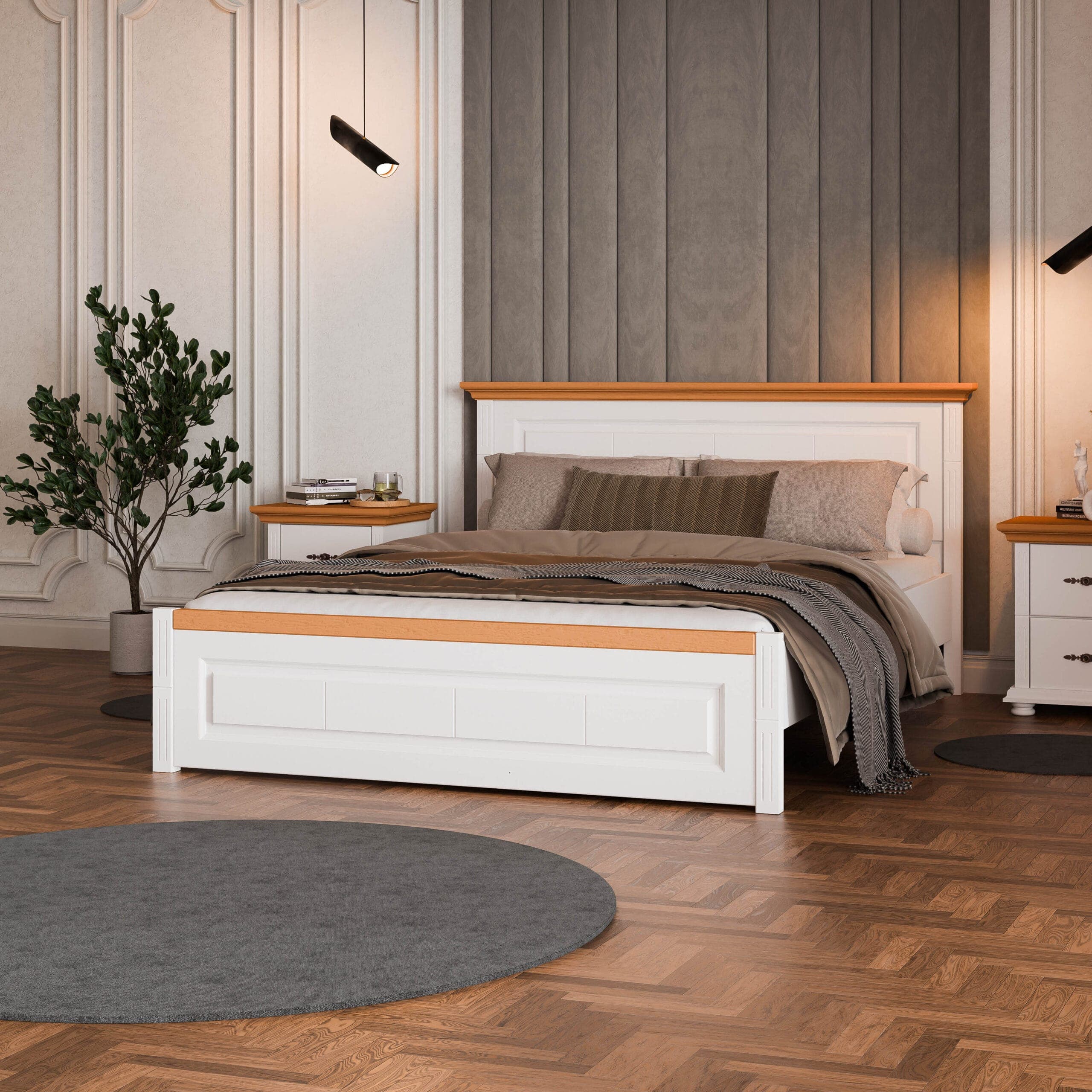 Łóżko z litego drewna „Skagen” 180 cm z wąskim zagłówkiem